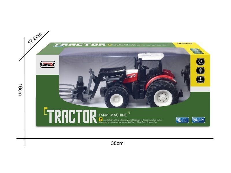 Р/У фермерский трактор Korody с погрузчиком тюков, широкие колеса 1/24 2.4G 6CH RTR