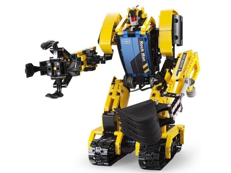 Радиоуправляемый конструктор CADA 2 в 1 экскаватор ROCK MAN (930 деталей)