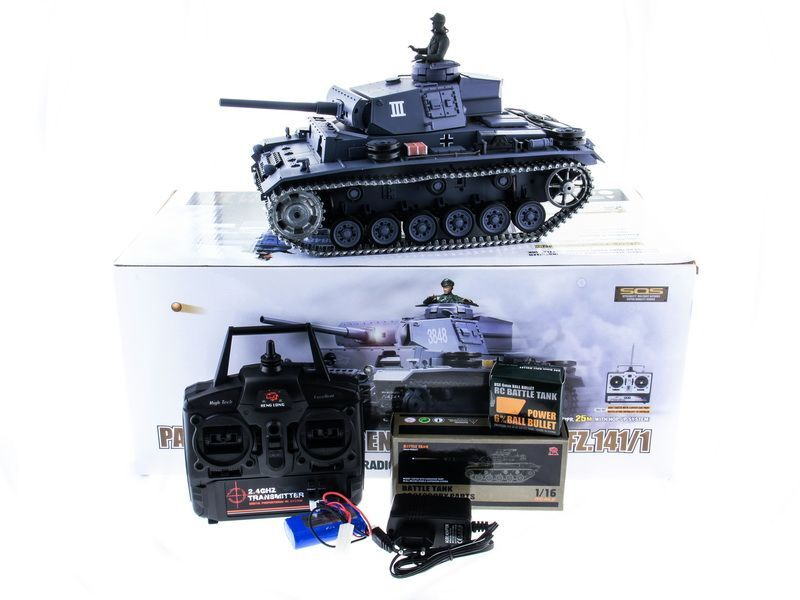 Р/У танк Heng Long 1/16 Panzerkampfwagen III (Германия) 2.4G RTR PRO темно-серый