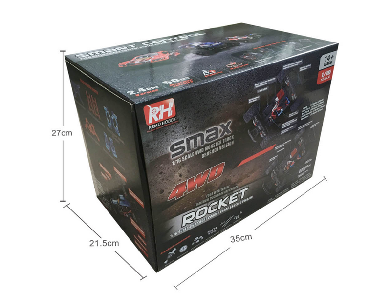 Радиоуправляемый монстр Remo Hobby SMAX (синий) 4WD 2.4G 1/16 RTR