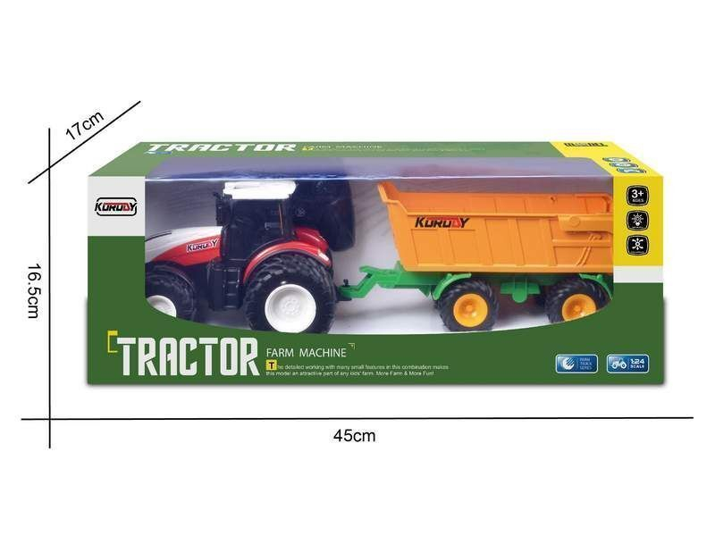 Р/У фермерский трактор Korody с прицепом самосвалом, двойные колеса 1/24 2.4G 6CH RTR