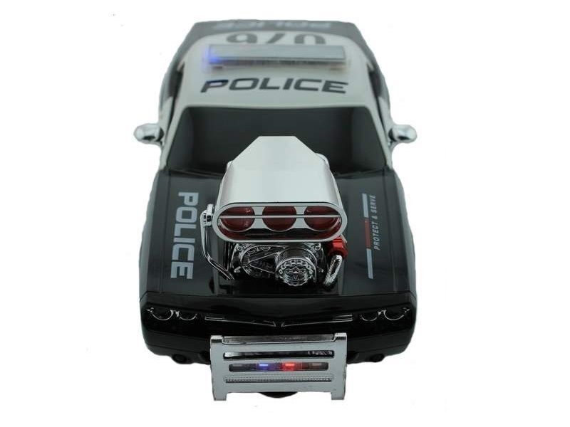 Р/У полицейская машина из серии "Muscle Сar" с гоночным Мотор. 1/16+свет+звук
