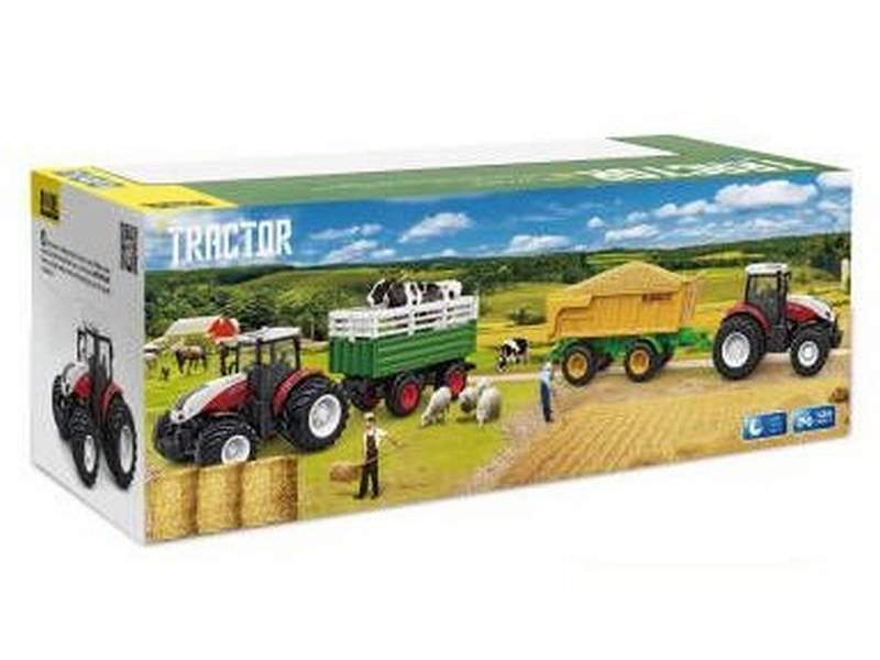 Р/У фермерский трактор Korody с прицепом для скота, двойные колеса 1/24 2.4G 6CH RTR