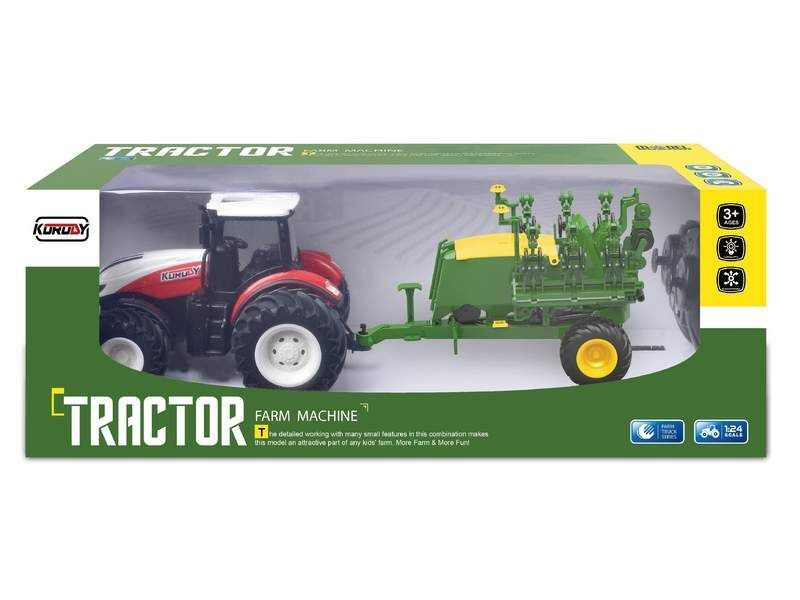 Р/У фермерский трактор Korody с зерновой сеялкой, широкие колеса 1/24 2.4G 6CH RTR