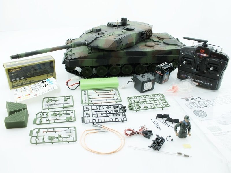 Р/У танк Taigen 1/16 Leopard 2 A6 (Германия) (для ИК танк. боя) САМО 2.4G RTR, деревянная коробка
