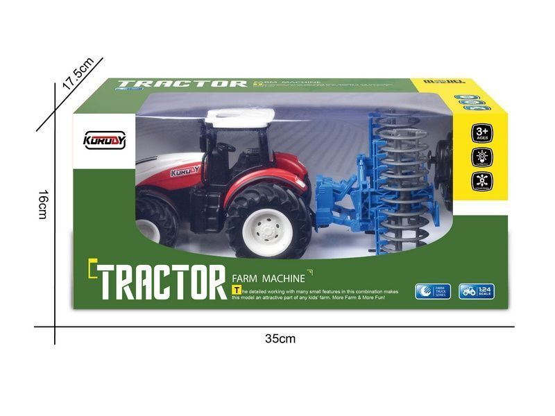 Р/У фермерский трактор Korody с сеноподборщиком, широкие колеса 1/24 2.4G 6CH RTR