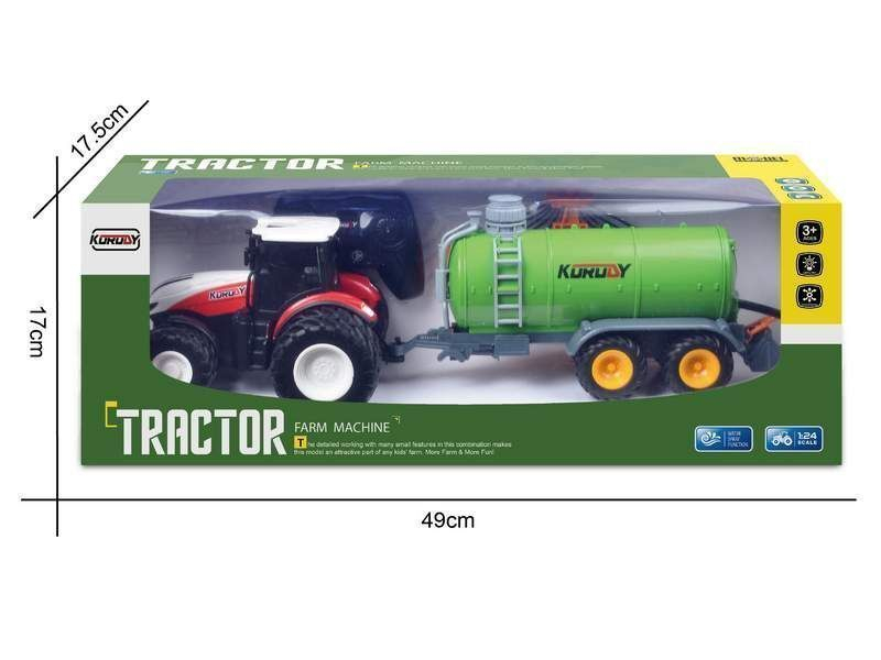 Р/У фермерский трактор Korody с цистерной поливалкой, двойные колеса 1/24 2.4G 6CH RTR