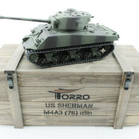 Радиоуправляемый танк Torro Sherman M4A3 76mm, 1/16 2.4G, ВВ-пушка, деревянная коробка