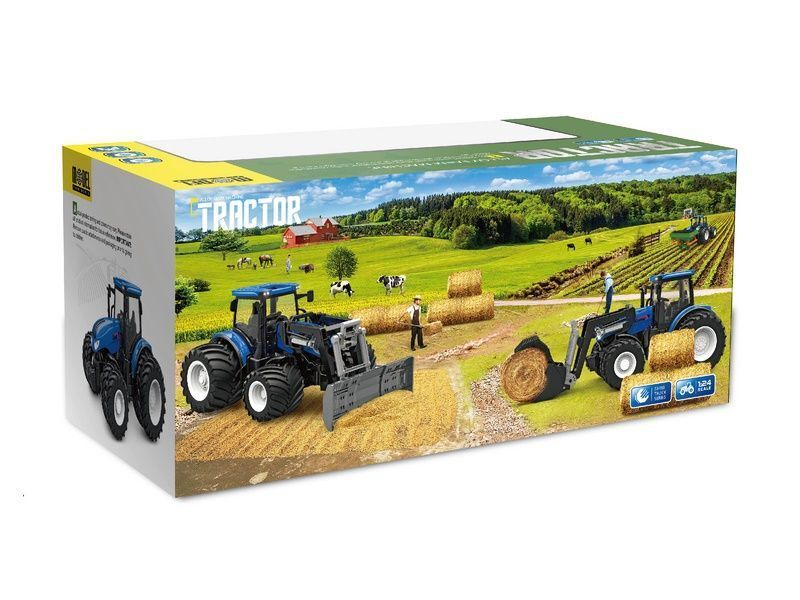 Р/У фермерский трактор Korody с отвалом, мет. кузов, двойные колеса 1/24 2.4G 6CH RTR