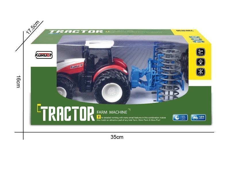 Р/У фермерский трактор Korody с сеноподборщиком, двойные колеса 1/24 2.4G 6CH RTR