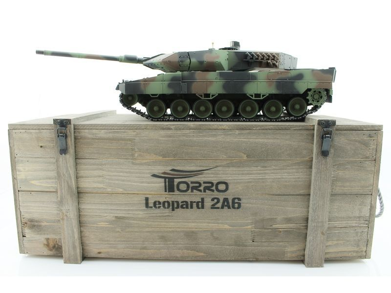 Радиоуправляемый танк Taigen 1/16 Leopard 2 A6 (Германия) САМО 2.4G RTR, деревянная коробка