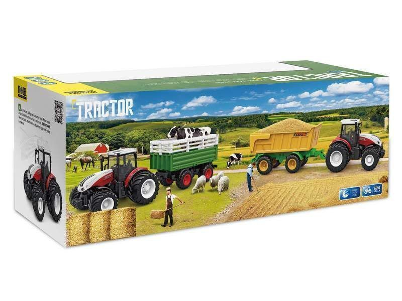 Р/У фермерский трактор Korody с прицепом самосвалом, двойные колеса 1/24 2.4G 6CH RTR