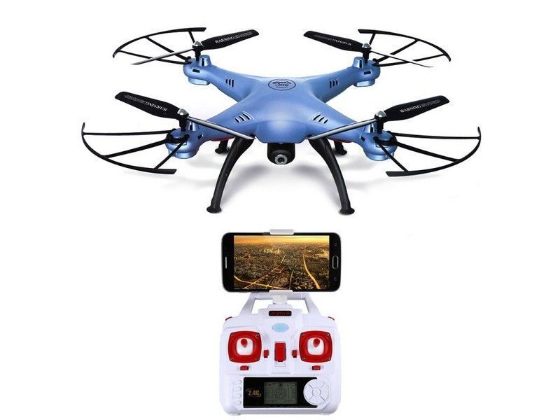 Р/У квадрокоптер Syma X5HW (голубой) с FPV трансляцией Wi-Fi, барометр 2.4G RTF