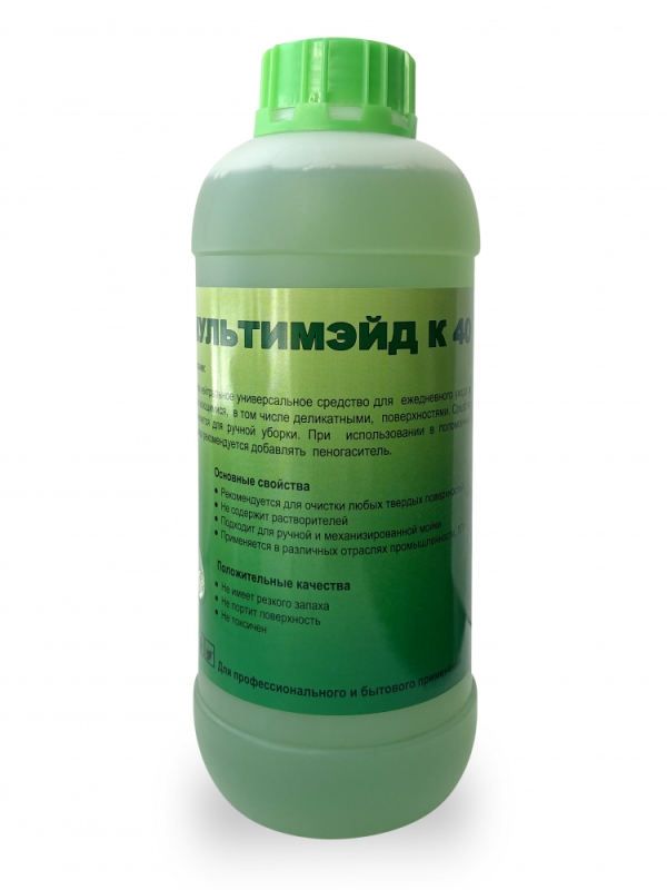 Средство для комплексной уборки помещений Мультимэйд К 40 / для мытья и обезжиривания виниловых фасадов (сайдинга), линолеума, пластиковых стеновых и потолочных панелей / концентрат - 1л