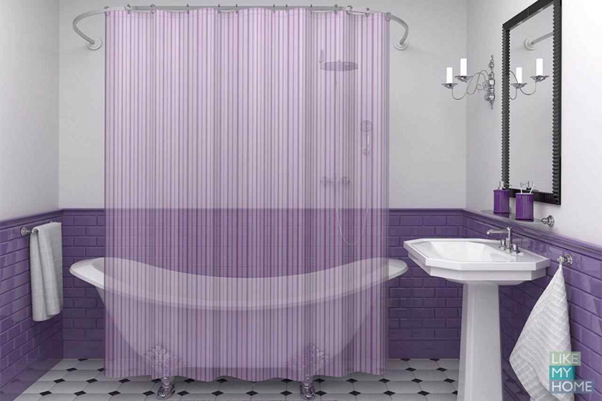 шторы в интерьере ванной комнаты