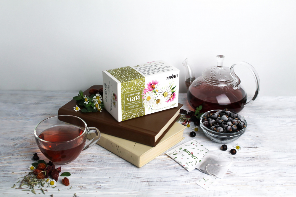 Гранулированный травяной чай Противопростудный с ромашкой и эхинацеей. 20 фильтр-пакетов. Алфит