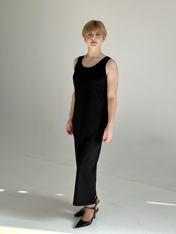 Платье лапша майка трикотажное Черный x S