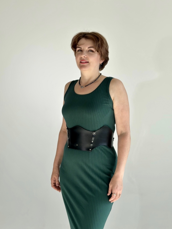 Платье лапша майка трикотажное Зеленый x L