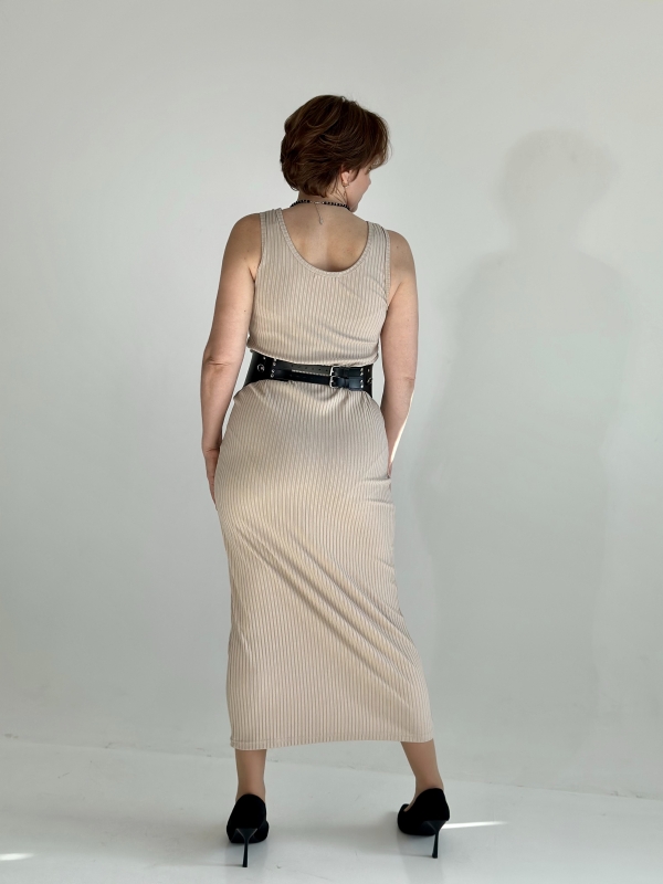 Платье лапша майка трикотажное Бежевый x L