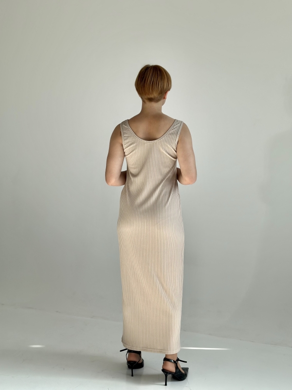 Платье лапша майка трикотажное Бежевый x S
