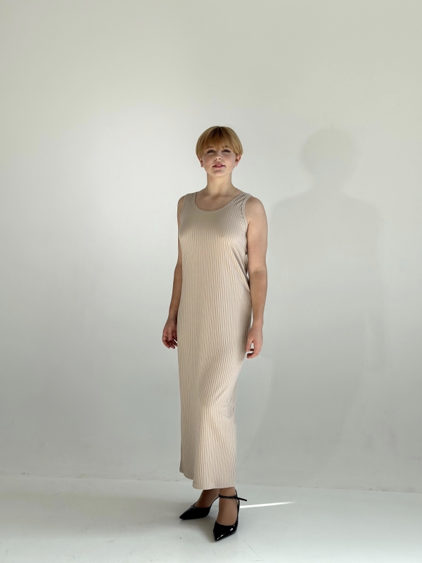 Платье лапша майка трикотажное Бежевый x S