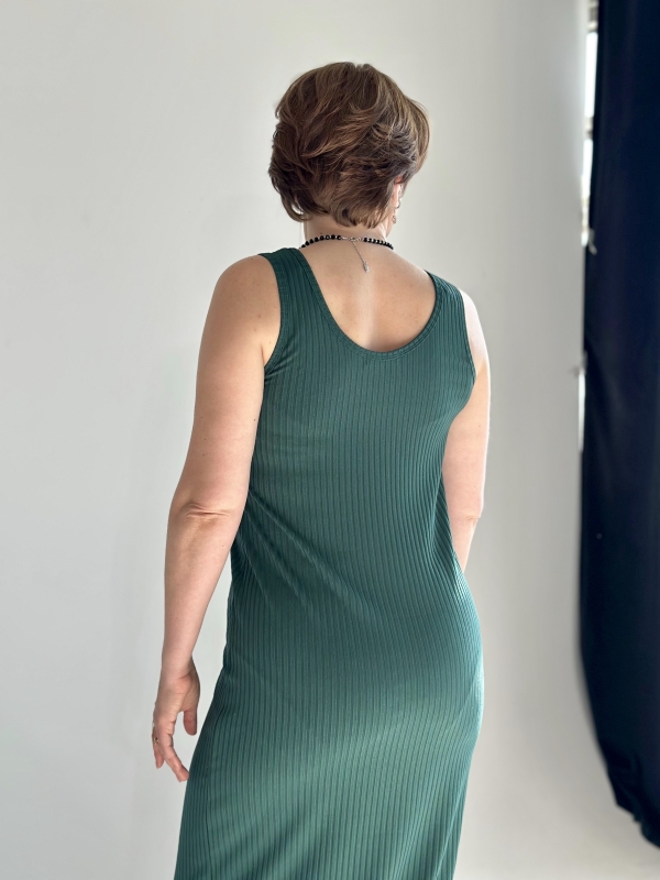 Платье лапша майка трикотажное Зеленый x M