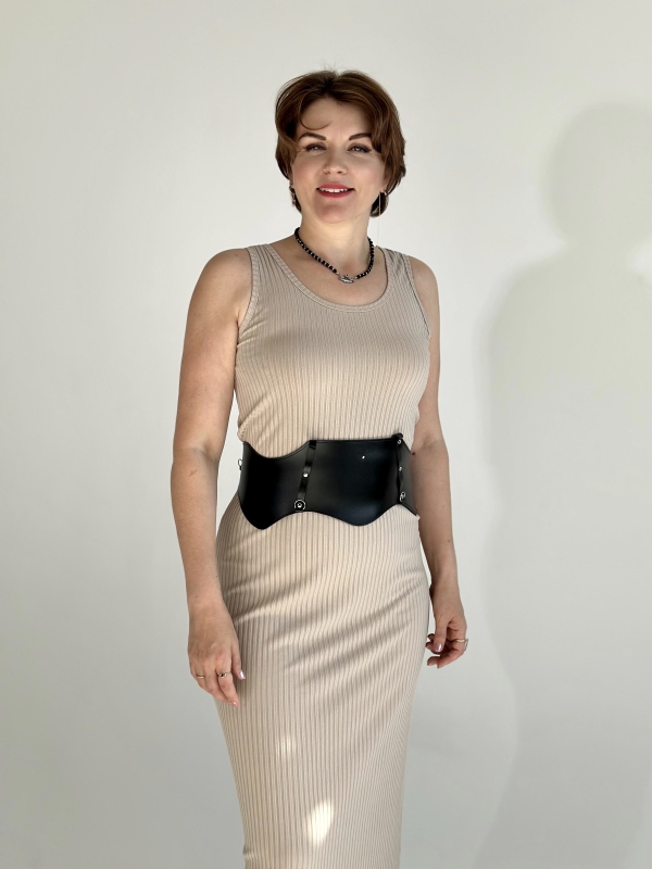 Платье лапша майка трикотажное Бежевый x M