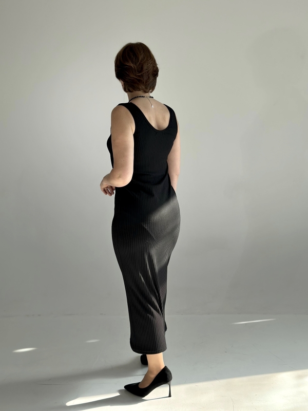 Платье лапша майка трикотажное Черный x L