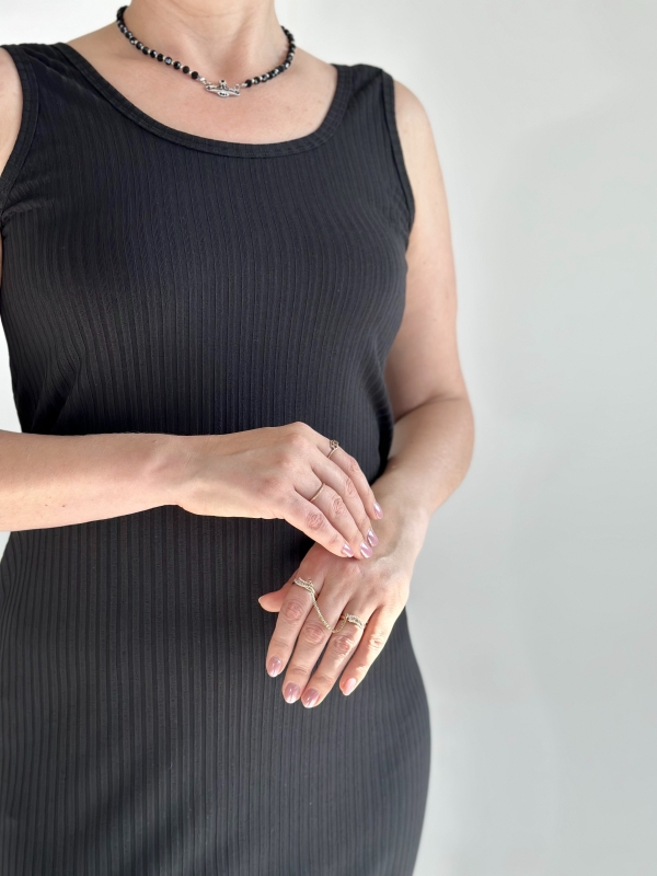 Платье лапша майка трикотажное Черный x L