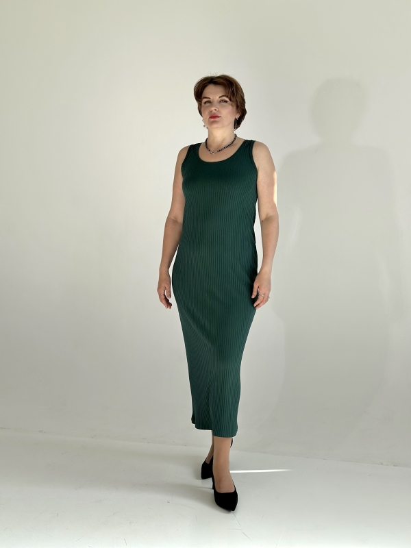 Платье лапша майка трикотажное Зеленый x L