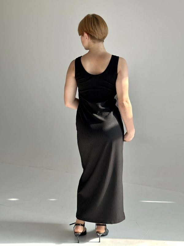 Платье лапша майка трикотажное Черный x S