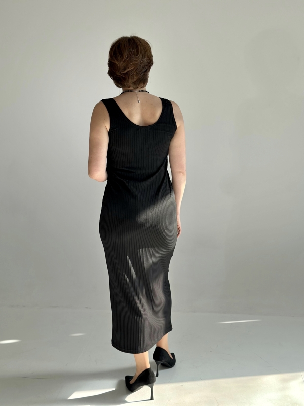 Платье лапша майка трикотажное Черный x S