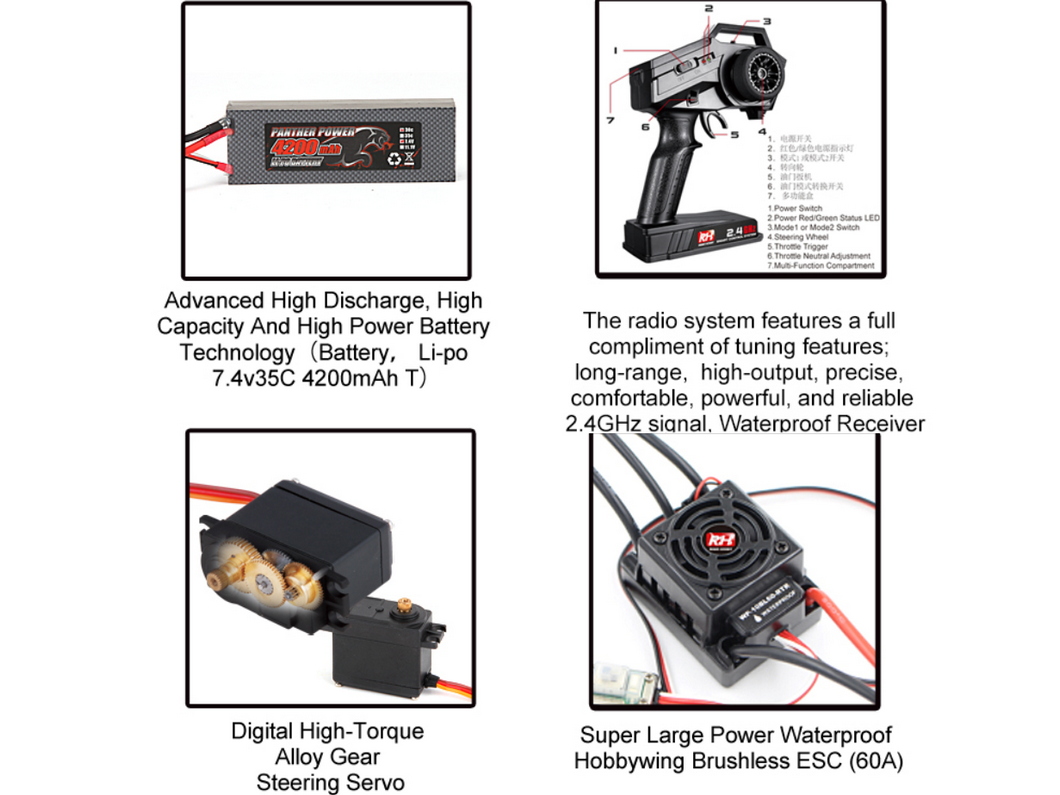 Радиоуправляемый монстр Remo Hobby Dinosaurs Master Brushless UPGRADE (красный) 4WD 2.4G 1/8 RTR