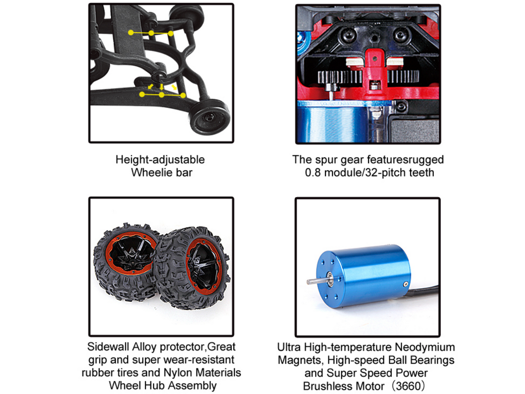 Радиоуправляемый монстр Remo Hobby Dinosaurs Master Brushless UPGRADE (красный) 4WD 2.4G 1/8 RTR