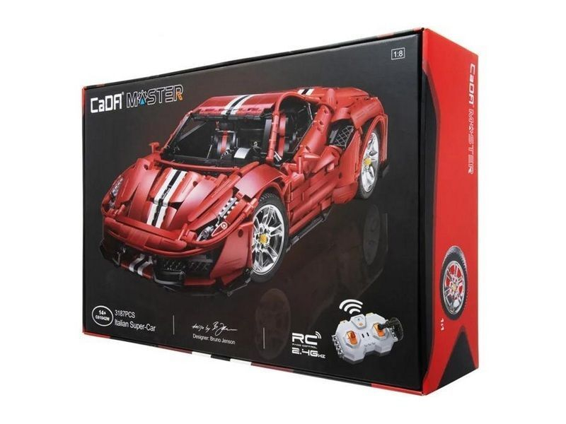 Радиоуправляемый конструктор CaDA MASTER споркар Italian Super Car, красный 1/8 (3187 деталей)