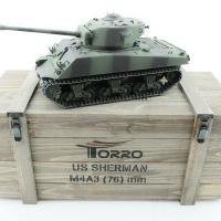 Радиоуправляемый танк Torro Sherman M4A3 76mm, 1/16 2.4G, ИК-пушка, деревянная коробка