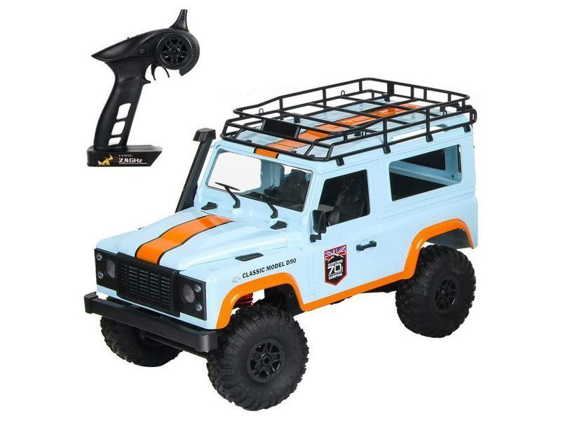 Радиоуправляемая машина MN MODEL английский внедорожник Defender D90 (голубой) 4WD 2.4G 1/12 RTR