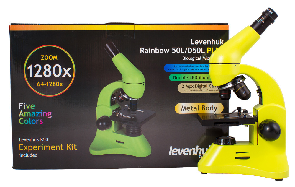 Микроскоп Levenhuk Rainbow 50L PLUS Lime\Лайм Микроскоп Levenhuk Rainbow 50L PLUS Lime\Лайм