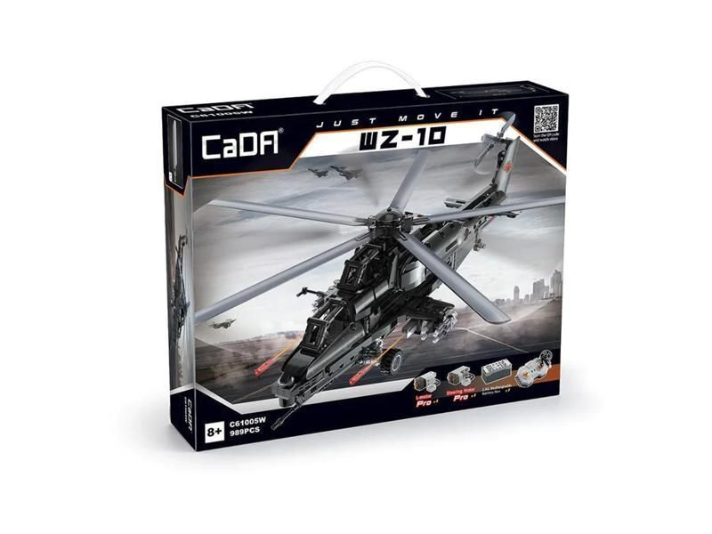 Радиоуправляемый конструктор CADA военный вертолет WZ-10 (989 деталей)