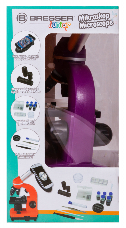 Микроскоп Bresser Junior Biolux SEL 40–1600x, фиолетовый