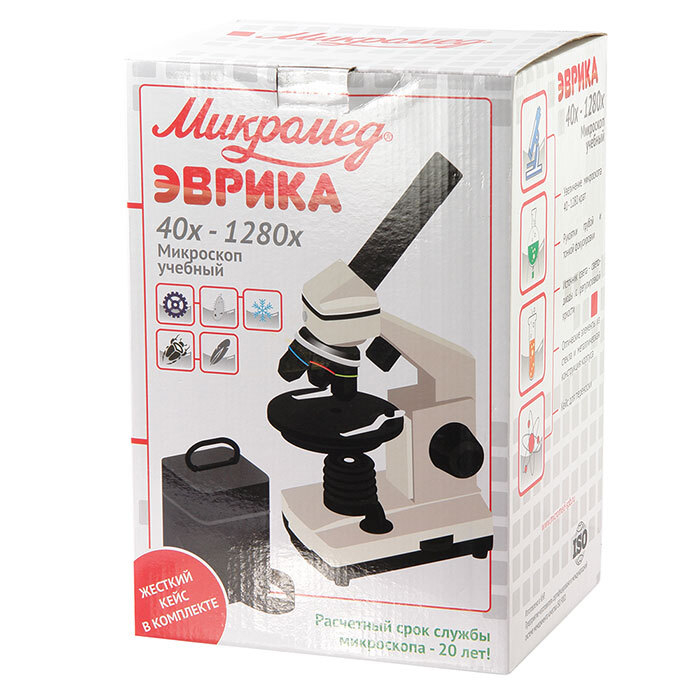 Микроскоп школьный Эврика 40х-1280х в текстильном кейсе