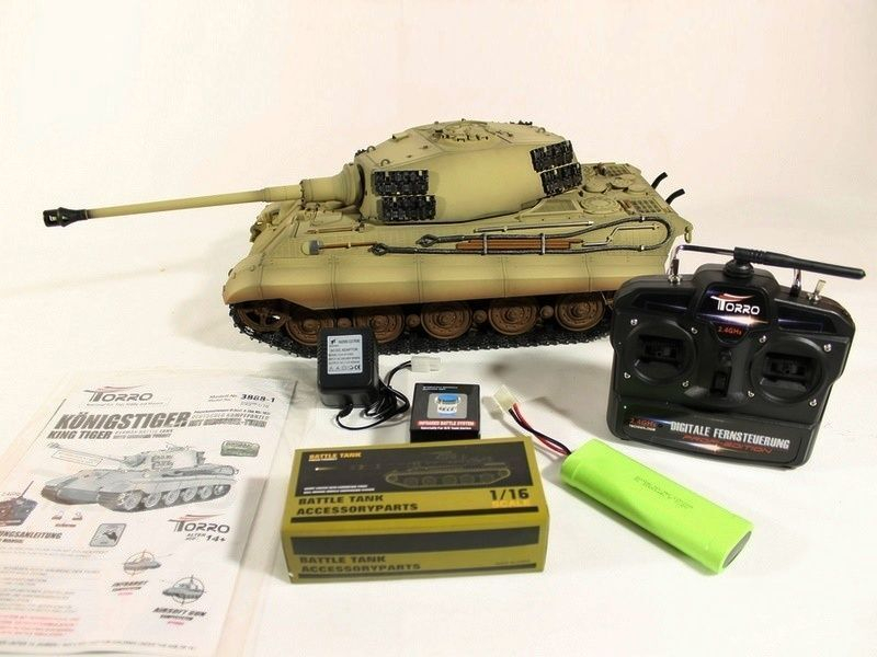 Р/У танк Torro King Tiger (башня Henschel) 1/16 2.4G, ИК-пушка, деревянная коробка
