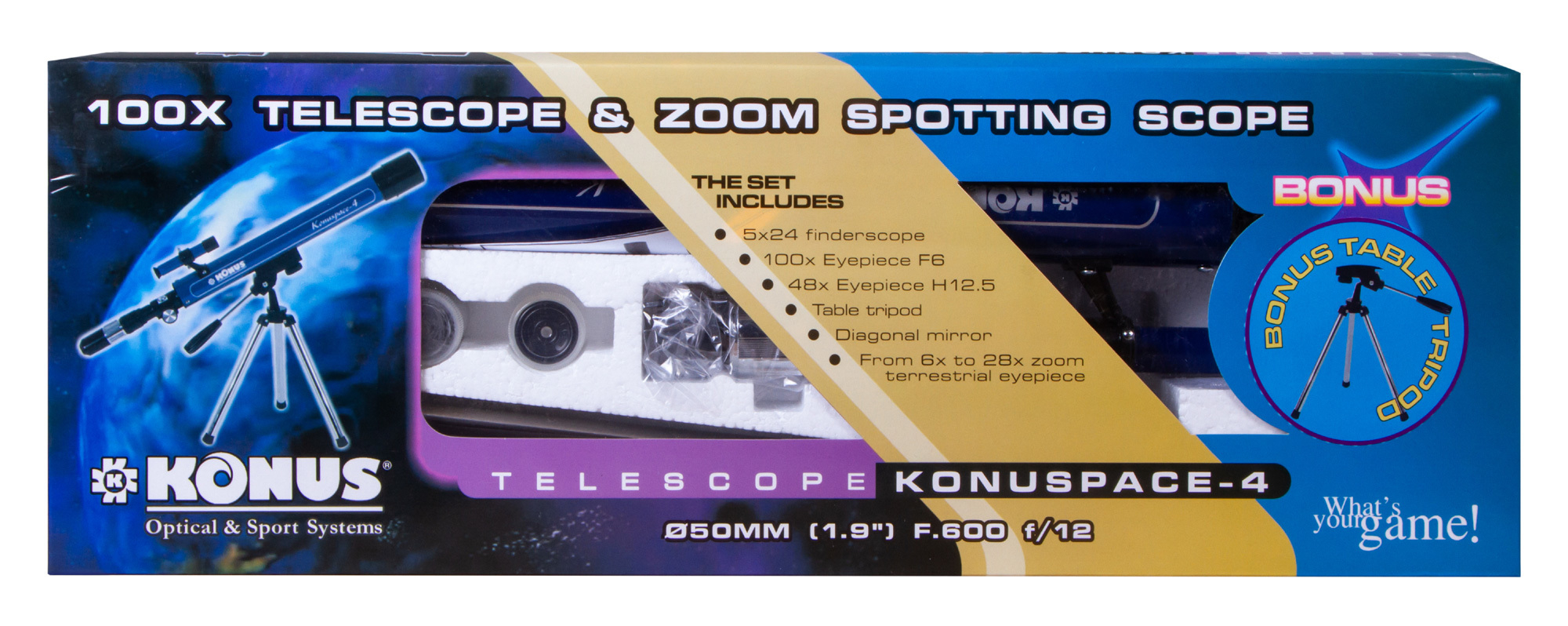 Телескоп Konus Konuspace-4 50/600 AZ, настольный