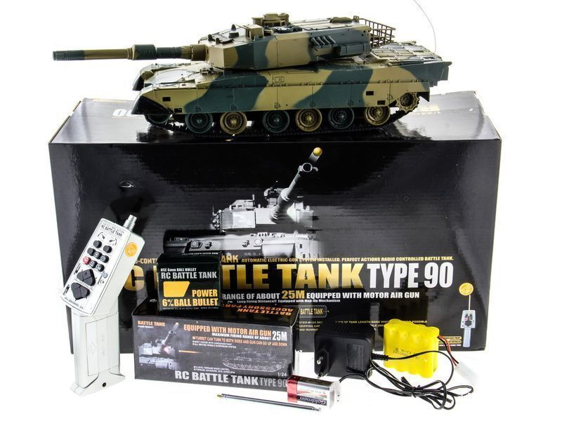 Р/У танк Heng Long 1/24 TYPE 90, стреляет шариками, RTR