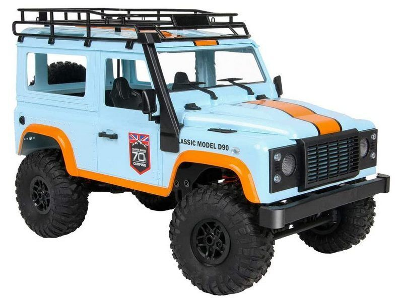 Радиоуправляемая машина MN MODEL английский внедорожник Defender D90 (голубой) 4WD 2.4G 1/12 RTR