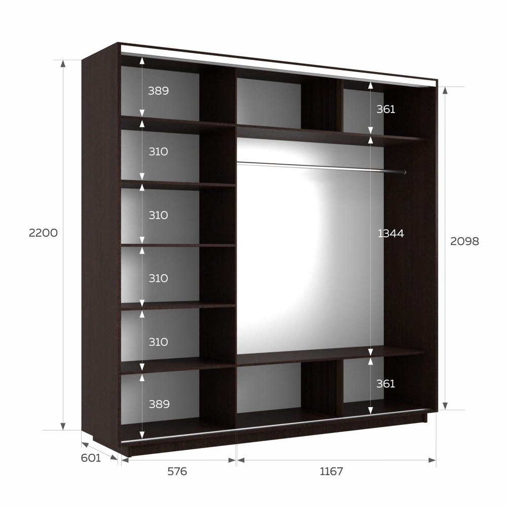 Шкаф-купе Фотопечать 3дв. Листья золото, 180х60х220, Венге