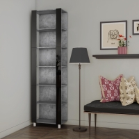 Стеллаж модульный Мебельная компания Е1 Универсальный Черное стекло 35х60х220, Бетон