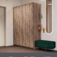 Распашной шкаф Локер 800+800 ("Push to Move"/Левый) Крафт табачный