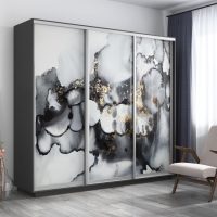 Шкаф-купе Фотопечать 3дв. Абстракция серая, 180х45х240, Серый диамант