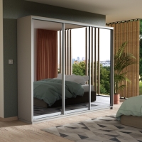 Шкаф-купе Экспресс 3дв.-зеркала, 180х45х220, Белый снег